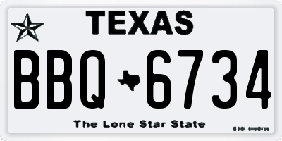 TX license plate BBQ6734