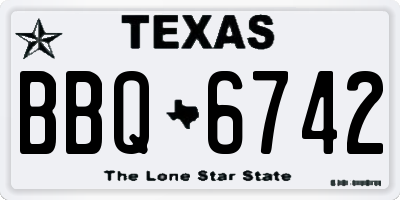 TX license plate BBQ6742
