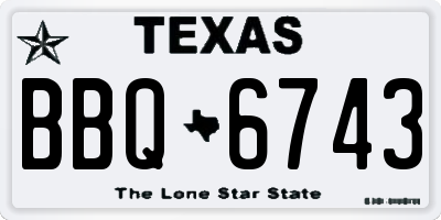 TX license plate BBQ6743
