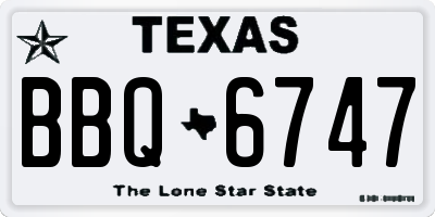 TX license plate BBQ6747