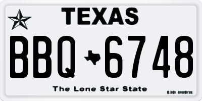 TX license plate BBQ6748