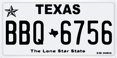 TX license plate BBQ6756