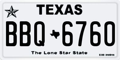 TX license plate BBQ6760
