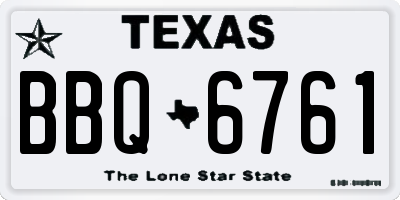 TX license plate BBQ6761