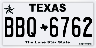 TX license plate BBQ6762