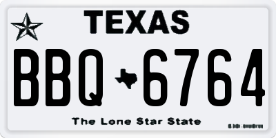 TX license plate BBQ6764