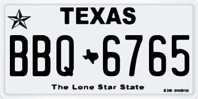 TX license plate BBQ6765