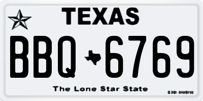 TX license plate BBQ6769