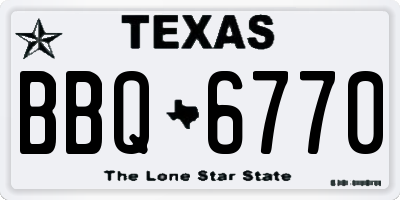 TX license plate BBQ6770