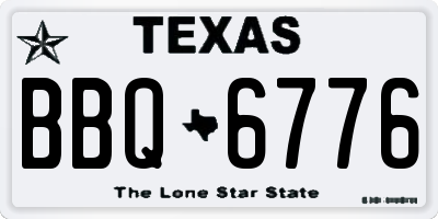 TX license plate BBQ6776