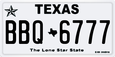 TX license plate BBQ6777