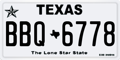 TX license plate BBQ6778