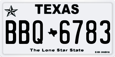 TX license plate BBQ6783