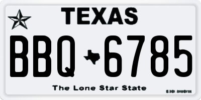 TX license plate BBQ6785