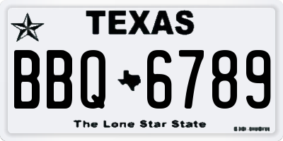 TX license plate BBQ6789