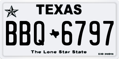 TX license plate BBQ6797