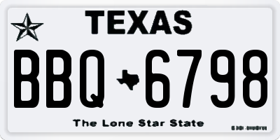 TX license plate BBQ6798
