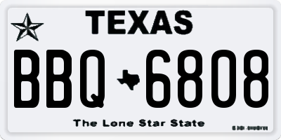 TX license plate BBQ6808