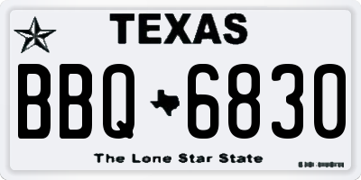 TX license plate BBQ6830