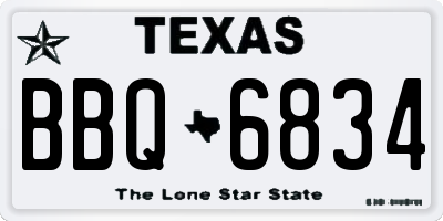 TX license plate BBQ6834