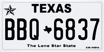 TX license plate BBQ6837