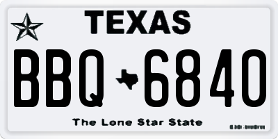 TX license plate BBQ6840