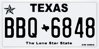 TX license plate BBQ6848