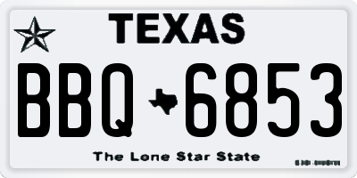 TX license plate BBQ6853