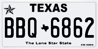 TX license plate BBQ6862