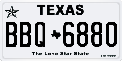 TX license plate BBQ6880