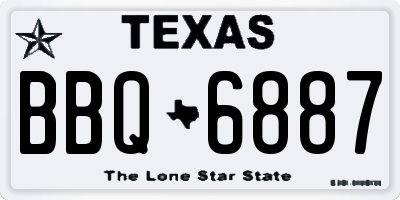 TX license plate BBQ6887