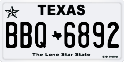 TX license plate BBQ6892