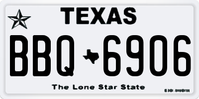 TX license plate BBQ6906