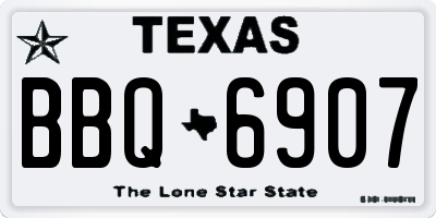 TX license plate BBQ6907