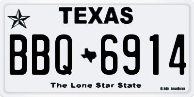 TX license plate BBQ6914