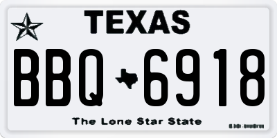 TX license plate BBQ6918