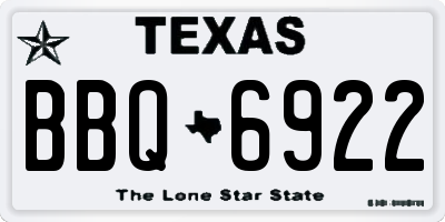 TX license plate BBQ6922