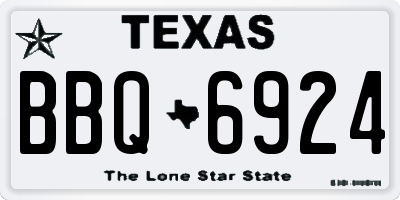 TX license plate BBQ6924