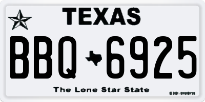 TX license plate BBQ6925