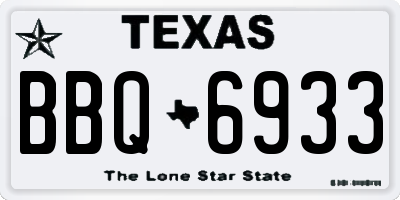 TX license plate BBQ6933