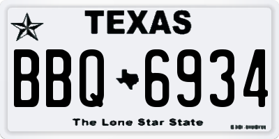 TX license plate BBQ6934