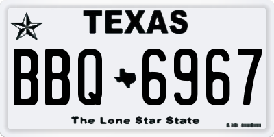 TX license plate BBQ6967