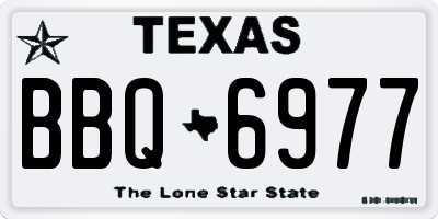 TX license plate BBQ6977