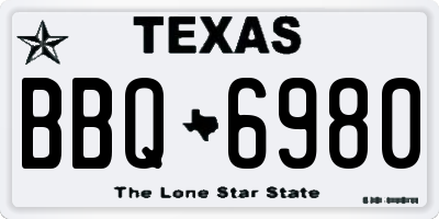 TX license plate BBQ6980
