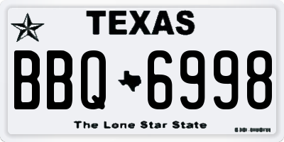 TX license plate BBQ6998