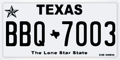 TX license plate BBQ7003