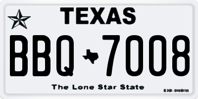 TX license plate BBQ7008