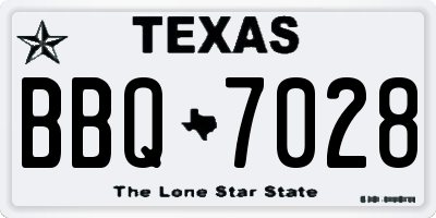 TX license plate BBQ7028