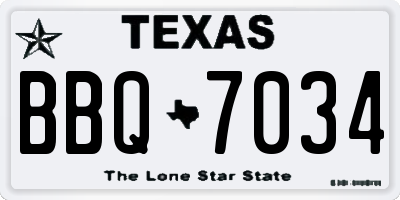 TX license plate BBQ7034