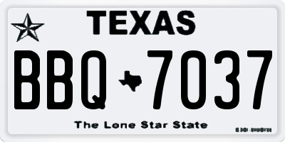 TX license plate BBQ7037